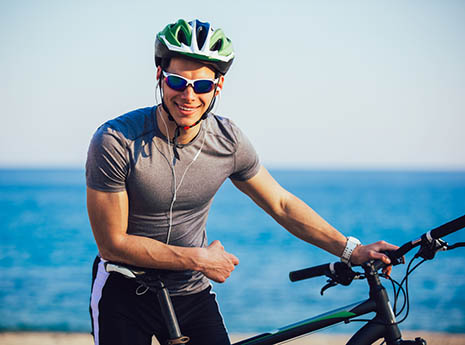 biking with headphones